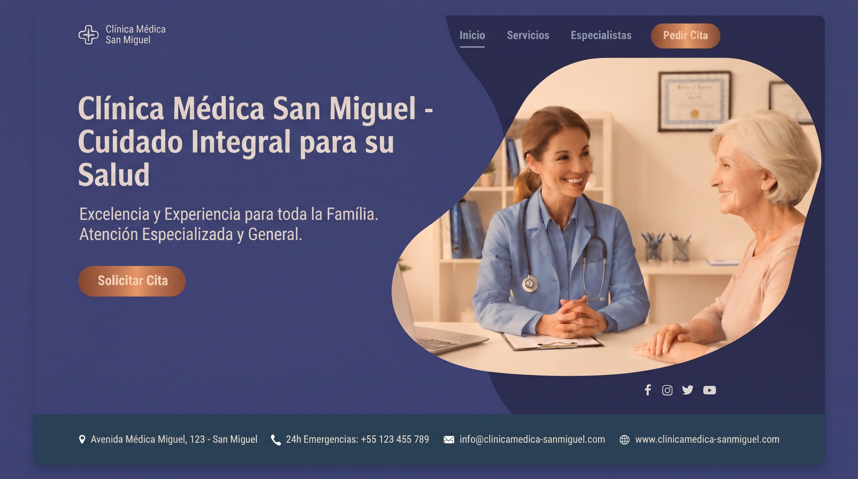 Sitio web de clínica médica hecho por Marca Clara Studio