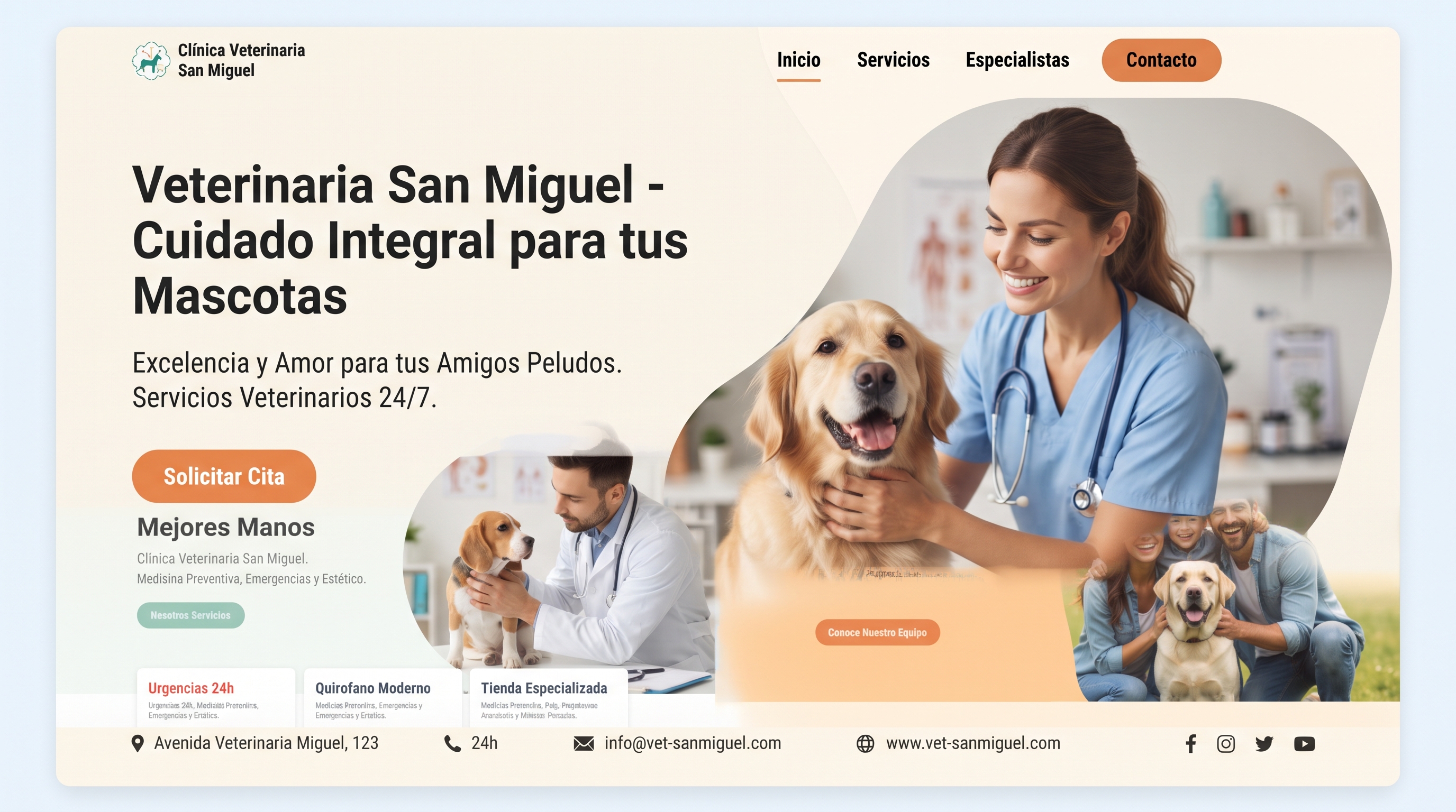 Sitio web de veterinaria hecho por Marca Clara Studio
